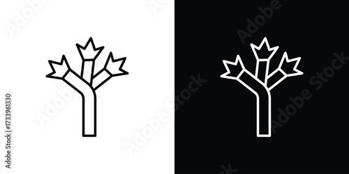 Joshua tree icon outline pictogram isolated on white. Vector Icon shape.