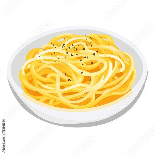 Cacio E Pepe, flat style 2D vector image, isolated on a white background