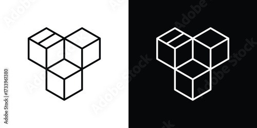 Inventory icon outline pictogram isolated on white. Vector Icon shape.