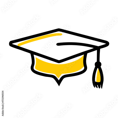 This simple doodle-style icon of a graduation cap is perfect for websites and blogs focused on education, academic achievement, school, courses, and learning.

