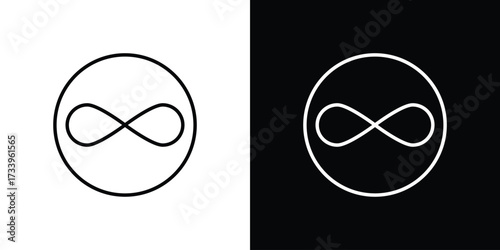 Infinity icon outline pictogram isolated on white. Vector Icon shape.