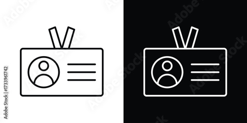 ID badge icon outline pictogram isolated on white. Vector Icon shape.