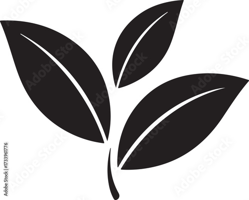 Black Leaves Icon on White Background leaf plant