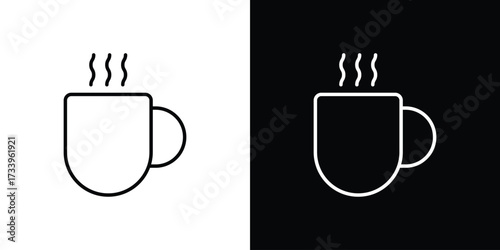 Hot coffee Mug icon outline pictogram isolated on white. Vector Icon shape.