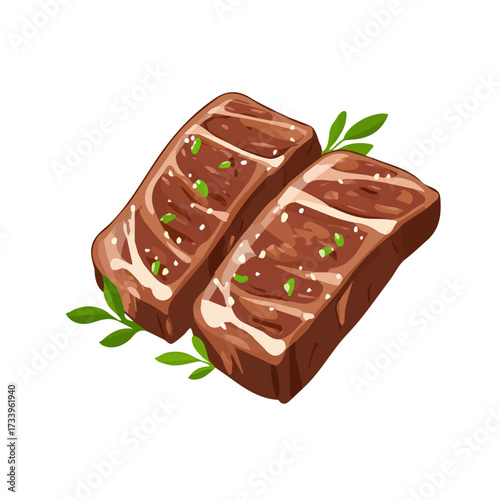 Minimal flat vector of a Carne Asada, 2D icon-style illustration on white background