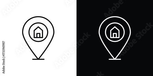 Home location icon outline pictogram isolated on white. Vector Icon shape.