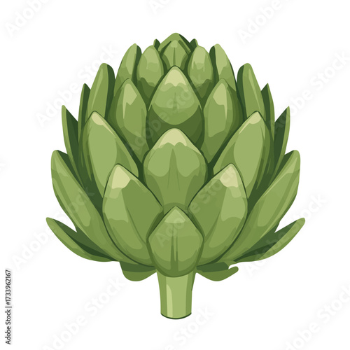 Flat 2D Artichoke illustration, vector graphic in icon style, on white background