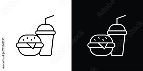 Hamburger soda icon outline pictogram isolated on white. Vector Icon shape.