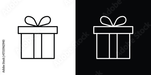 Gift icon outline pictogram isolated on white. Vector Icon shape.