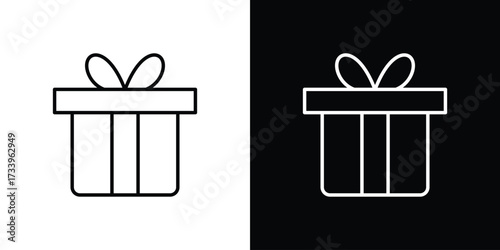 Gift icon outline pictogram isolated on white. Vector Icon shape.