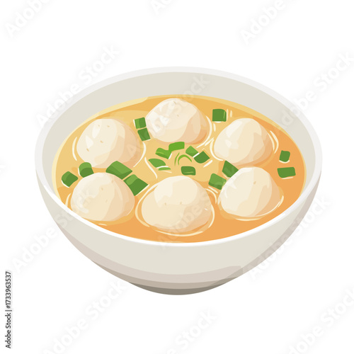 2D flat vector illustration of a Bakso in icon style, isolated on white background