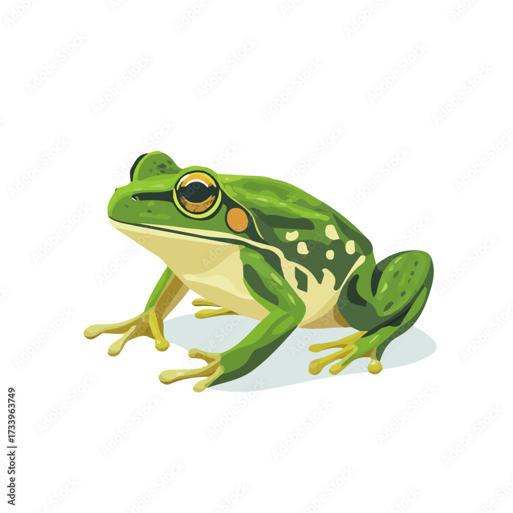 Obraz premium Flat 2D Bullfrog illustration, vector graphic in icon style, on white background