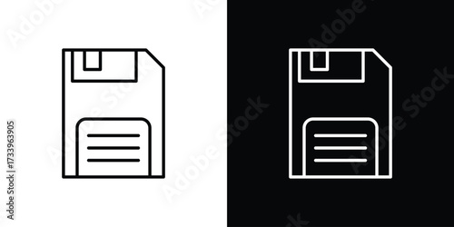 Floppy disk icon outline pictogram isolated on white. Vector Icon shape.