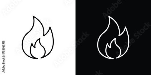 Flame icon outline pictogram isolated on white. Vector Icon shape.