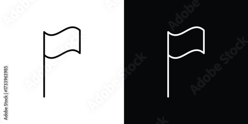 Flag icon outline pictogram isolated on white. Vector Icon shape.