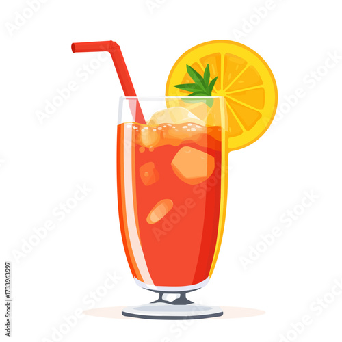 2D flat vector illustration of a Tropical Punch in icon style, isolated on white background