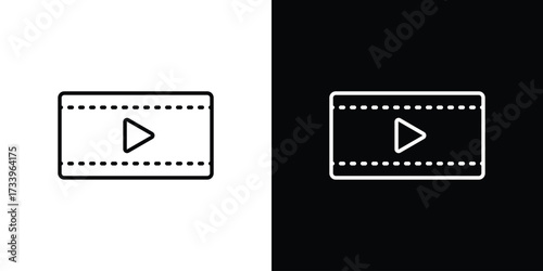 Film icon outline pictogram isolated on white. Vector Icon shape.