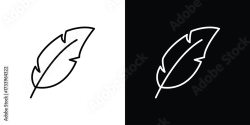 Feather icon outline pictogram isolated on white. Vector Icon shape.