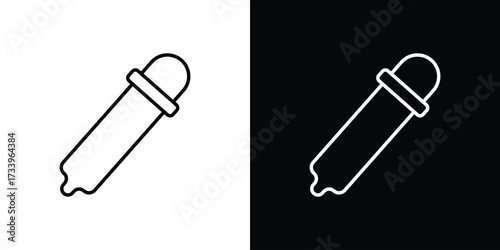 Eye dropper icon outline pictogram isolated on white. Vector Icon shape.