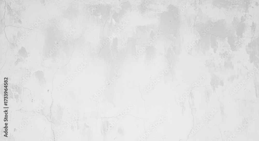 Fototapeta premium Weathered white concrete wall with natural aging patterns and subtle cracks creating an authentic distressed surface. Perfect backdrop for modern design projects and presentations.