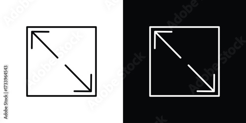 Expand icon outline pictogram isolated on white. Vector Icon shape.