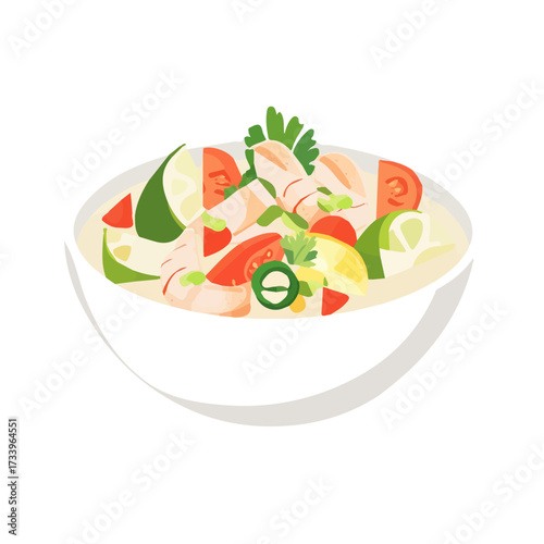 Minimal flat vector of a Ceviche, 2D icon-style illustration on white background