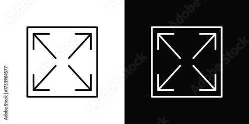 Expand arrows icon outline pictogram isolated on white. Vector Icon shape.