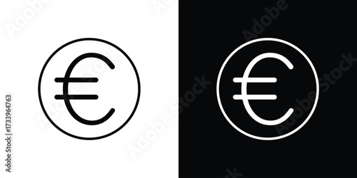 Euro icon outline pictogram isolated on white. Vector Icon shape.