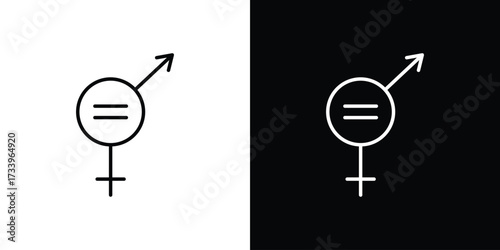 Equality icon outline pictogram isolated on white. Vector Icon shape.