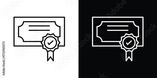 Diploma icon outline pictogram isolated on white. Vector Icon shape.