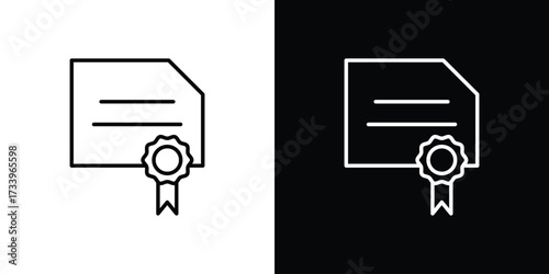Diploma icon outline pictogram isolated on white. Vector Icon shape.