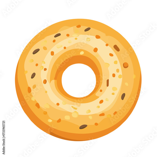 Minimal flat vector of a Bagel, 2D icon-style illustration on white background