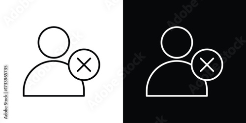 Delete user icon outline pictogram isolated on white. Vector Icon shape.
