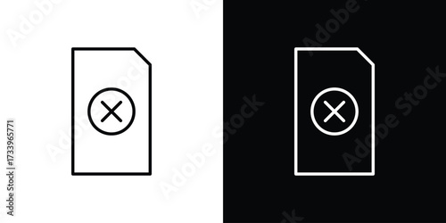 Delete Document icon outline pictogram isolated on white. Vector Icon shape.