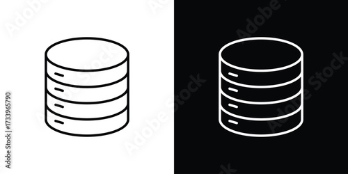 Database icon outline pictogram isolated on white. Vector Icon shape.