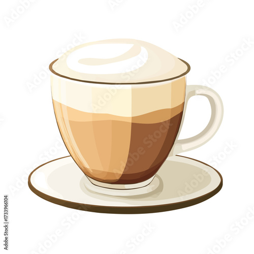Flat 2D Cappuccino illustration, vector graphic in icon style, on white background