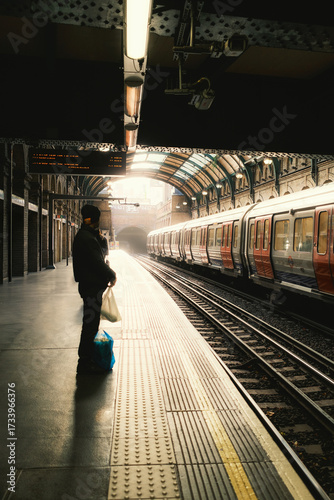 Man Waiting For A Train In London