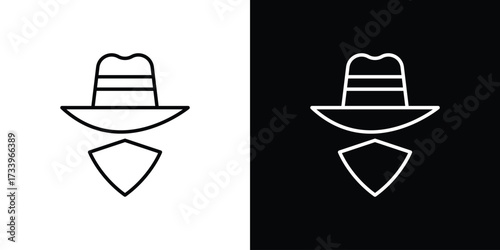 Cowboy icon outline pictogram isolated on white. Vector Icon shape.