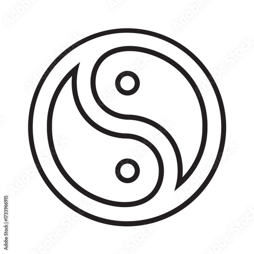 Harmony Yin Yang Symbol in Simple Line Art with Outline Icon Vector Illustrations