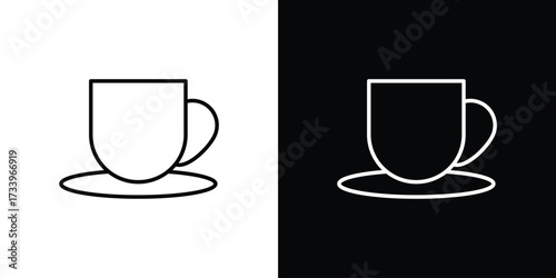 Coffee icon outline pictogram isolated on white. Vector Icon shape.