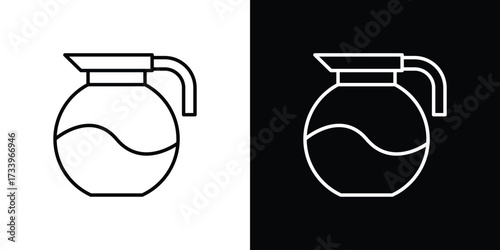 Coffee pot icon outline pictogram isolated on white. Vector Icon shape.