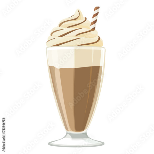 Milkshake, flat style 2D vector image, isolated on a white background