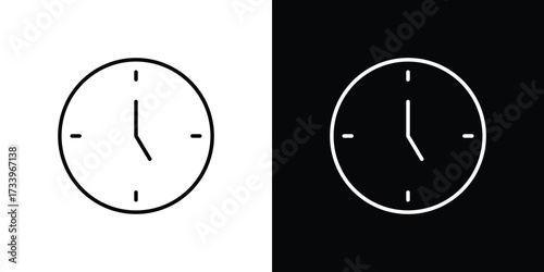 Clock-five icon outline pictogram isolated on white. Vector Icon shape.