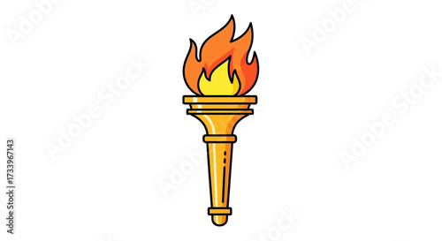 Radiant torch ablaze on pristine white backdrop, symbolizing guidance and fervor, a beacon of