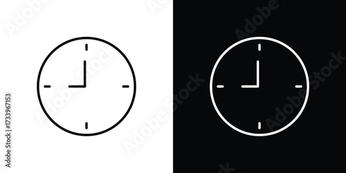Clock seven icon outline pictogram isolated on white. Vector Icon shape.