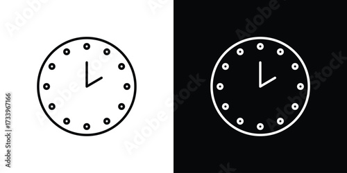 Clock two icon outline pictogram isolated on white. Vector Icon shape.