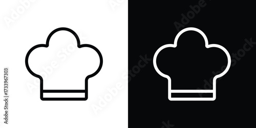 Chef hat icon outline pictogram isolated on white. Vector Icon shape.