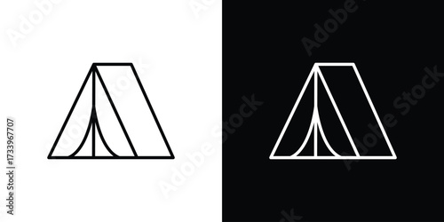 Camping icon outline pictogram isolated on white. Vector Icon shape.