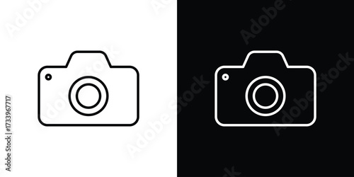 Camera icon outline pictogram isolated on white. Vector Icon shape.