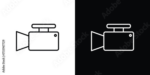 Camcorder icon outline pictogram isolated on white. Vector Icon shape.